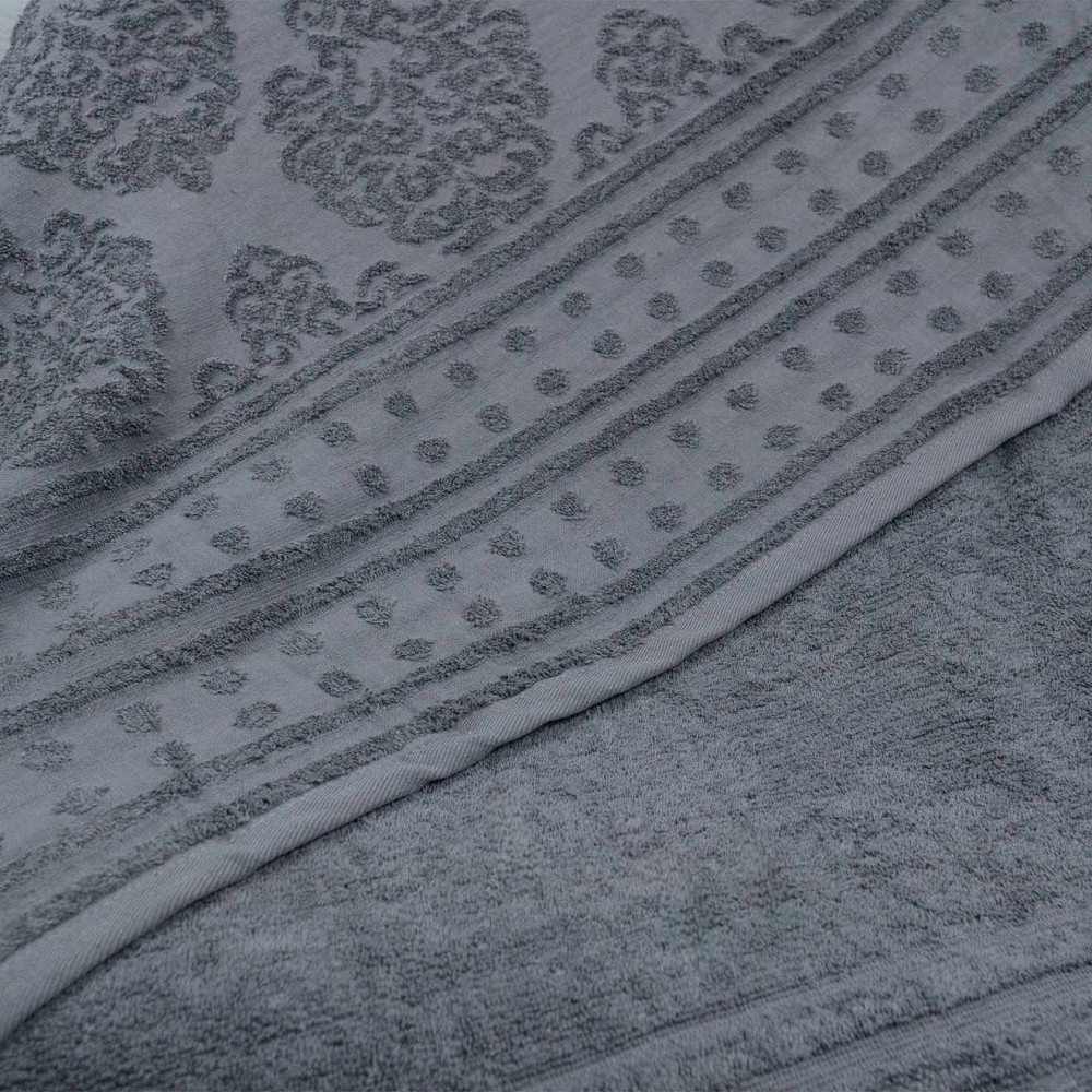 Простирадло-покривало жаккардове махрове 100% Бавовна GM TEXTILE 150x200см 400г/м2 (Сірий) Суми - фото 4