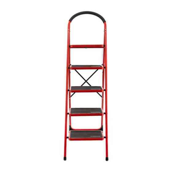 Драбина сталева, 5 сходинок, 380×260 мм, висота: 1617 мм, висота до платформи: 1215 мм INTERTOOL LT-0039 Київ
