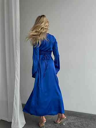 Женское нарядное платье со шнуровкой на спинке шелк Армани Синий, 42/44 Одесса