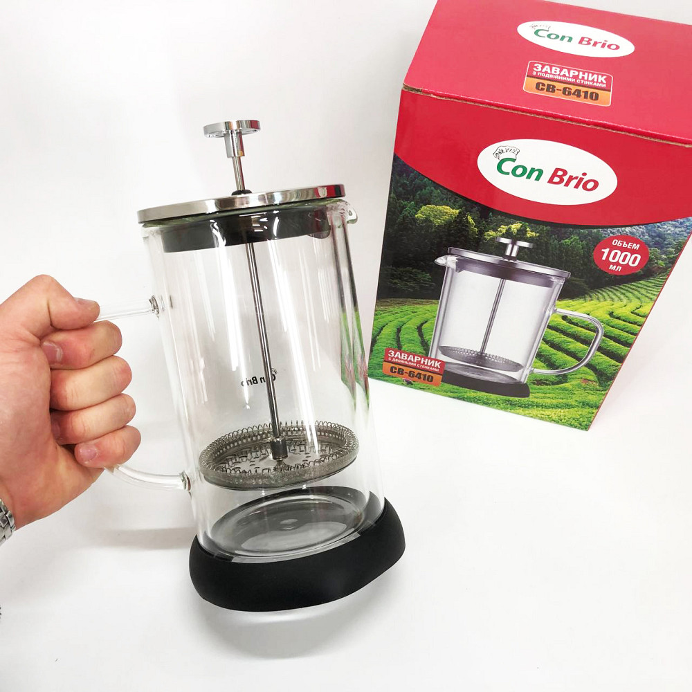 Приготовление чая с помощью пресс-заварника Con Brio 1л CB-6410 1 л, Простой френч-пресс SI-47 Львов - изображение 1