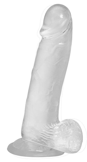 Прозорий фалоімітатор на присосці ADDICTION — Clear Dildo with Balls 8″, віброкуля в подарунок Sex Aura Київ - фото 2
