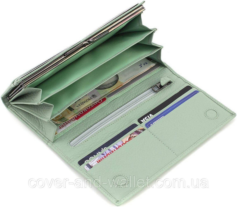 Элитный женский кошелек из натуральной кожи мятного цвета Marco Coverna W 001 Light Green Киев - изображение 7