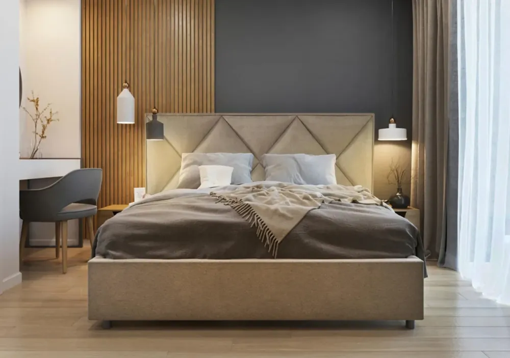 Ліжко BNB Двоспальне Pallada Premium 160 х 200 см Simple З додатковою металевою цільнозварною рамою Мокко Київ - фото 4