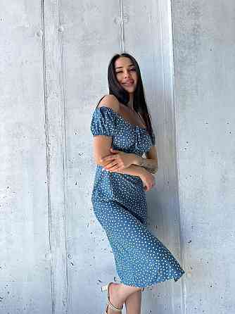 Жіноча стильна романтична сукня  в дрібний горошок софт Одеса