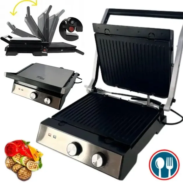 Гриль электрический прижимной Zepline 3500W со съемными пластинами контактный Коломыя - изображение 4