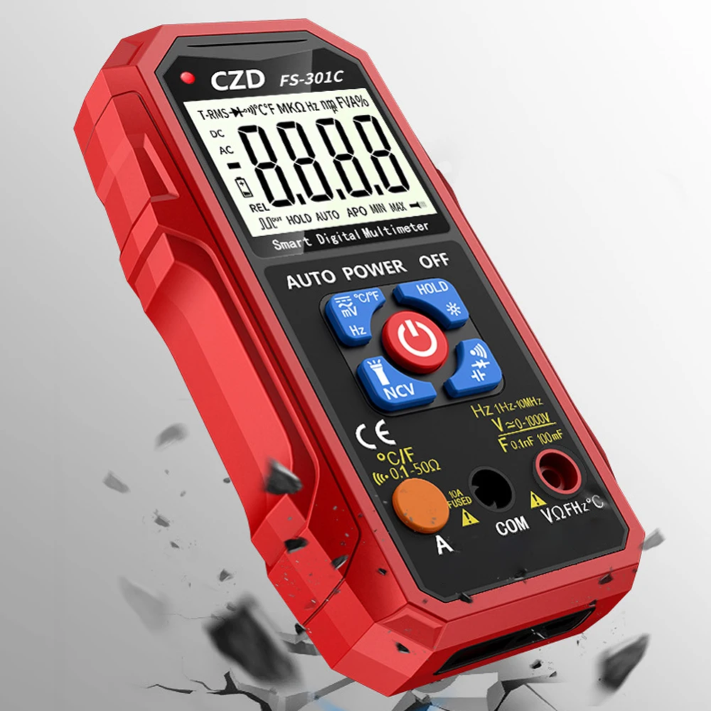 Тестер цифровой автоматический FS-301С 6000бит мультиметр с термопарой фонариком и Powrbank (АКБ) Винница - изображение 2