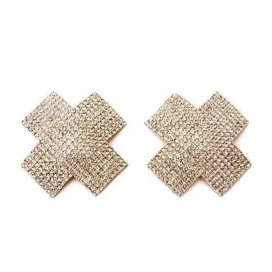 Наклейки на бюст з камінням хрести 65 на 60 мм золотистий Київ