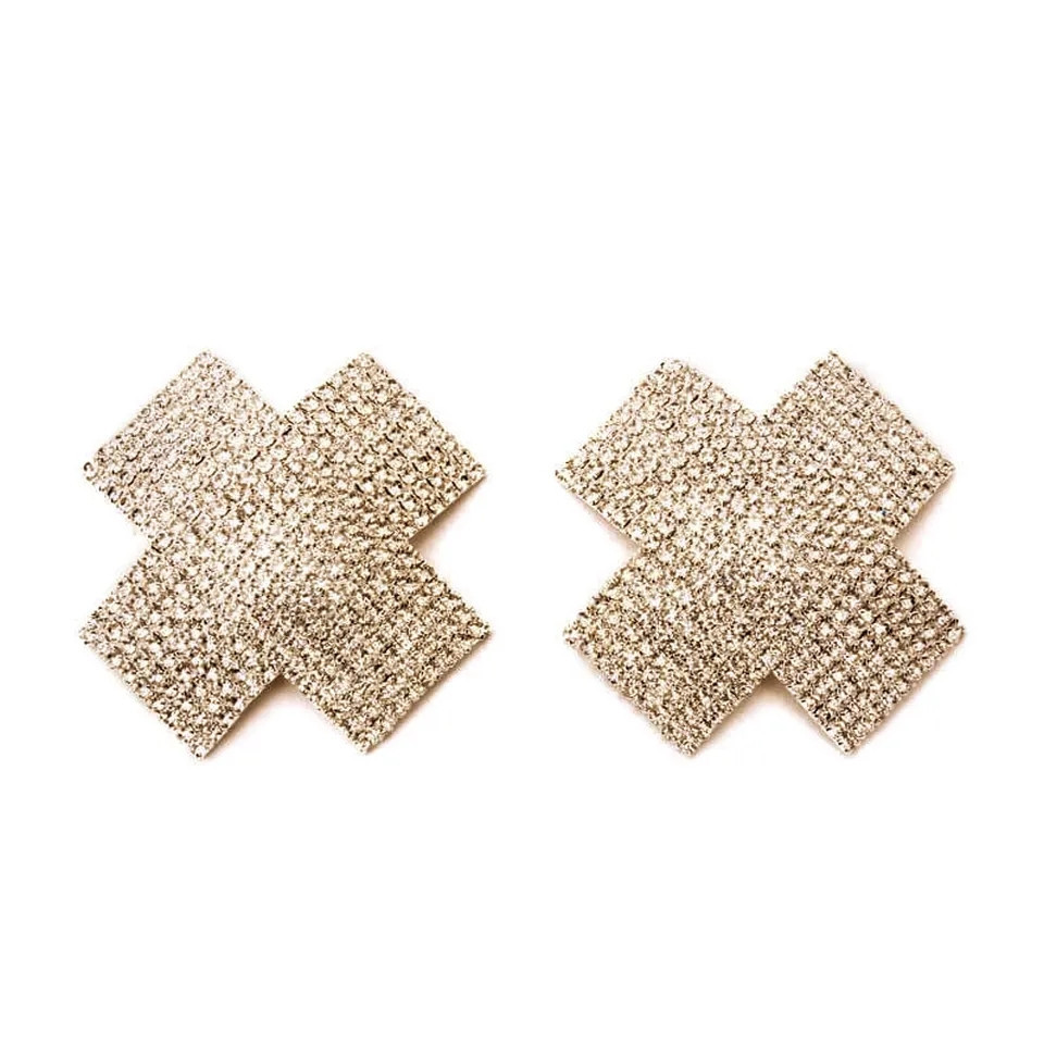 Наклейки на бюст з камінням хрести 65 на 60 мм золотистий Київ - фото 2