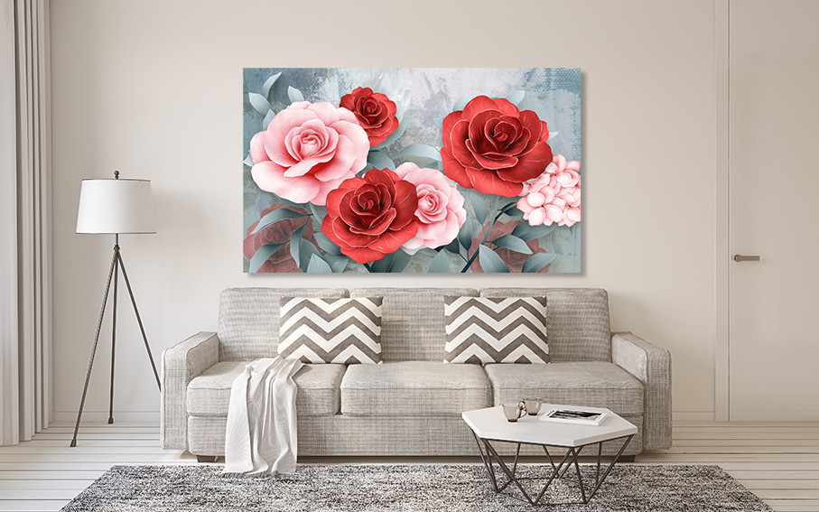 Картина полотно у вітальню / спальню      Троянди     MLP_251 ( 60х30см ) 50x100 см Київ - фото 2