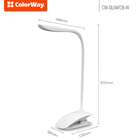 Лампа настільна LED з вбудованим акумулятором білий Flexible & Clip ColorWay Житомир
