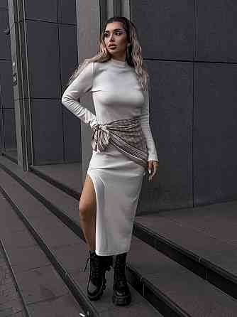 Жіноча стильна тепла сукня ангора рубчик Молочний Одеса