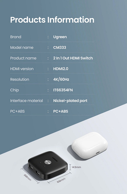Переключатель HDMI 2.0 Ugreen CM333 (Черный) Николаев - изображение 9