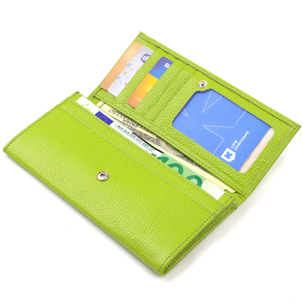 Молодежный кошелек из натуральной кожи флотар CANPELLINI 21833 Салатовый Киев - изображение 5