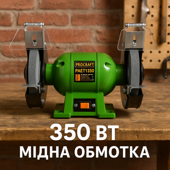 Точильний верстат PAE1350 електроточило 350Вт коло 200мм з мідною обмоткою для інструментів точильне обладнання Procraft Львів