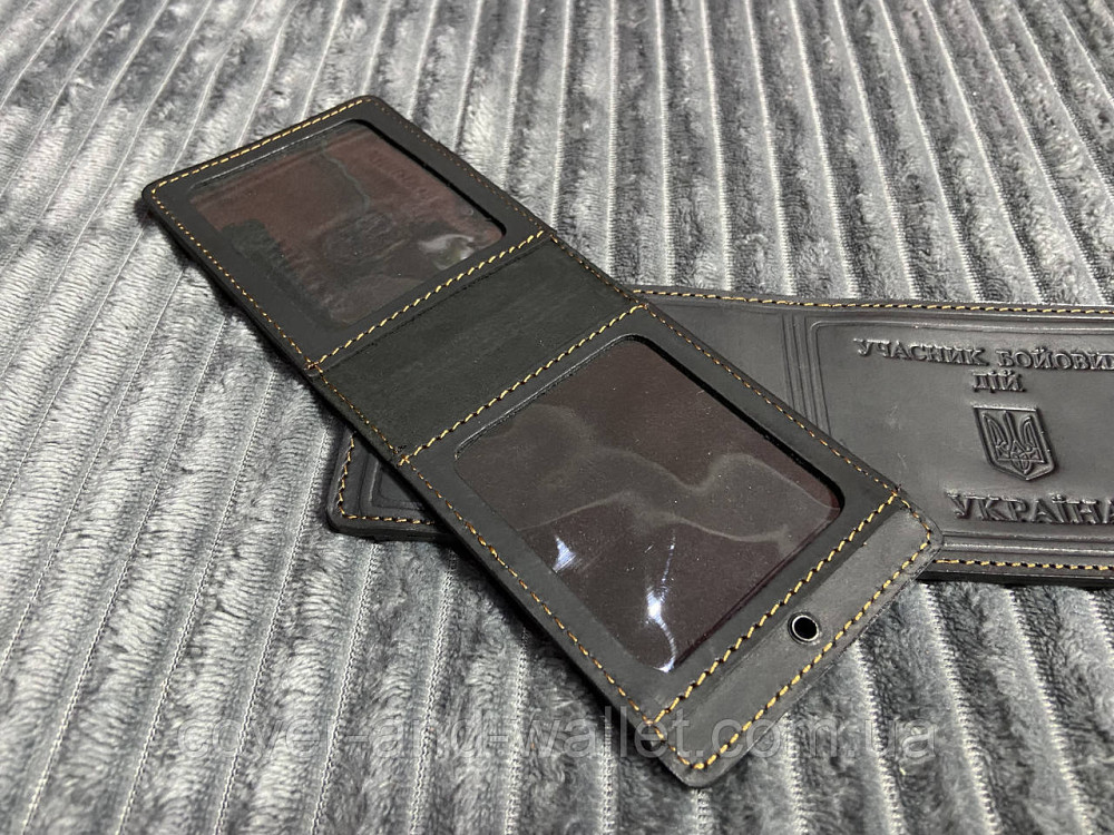 Обкладинка на посвідчення "Учасник бойових дій" із вінтажної шкіри Crazy Horse Київ - фото 2