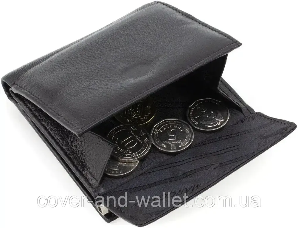 Маленький кошелек черного цвета с монетницей для женщин и мужчин Marco Coverna 1420 Киев - изображение 8