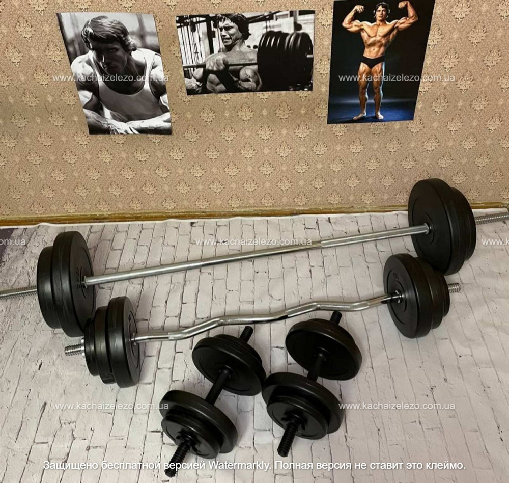Штанга наборная + W-образный гриф с гантелями 80 кг Гантели, гири, штанги и диски ударостойкий пластик Киев - изображение 5