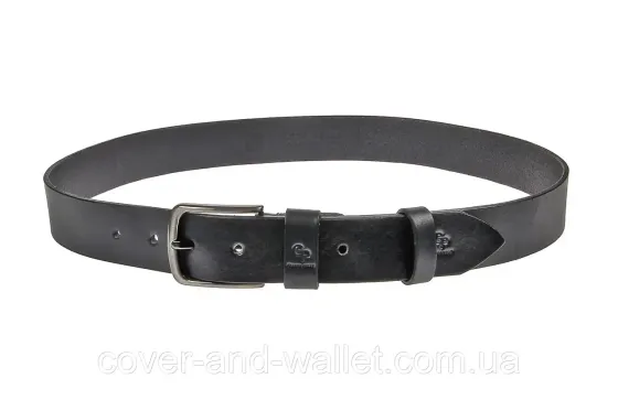 Классический мужской ремень батал черного цвета из цельной итальянской кожи до 140 см Grande Pelle Киев