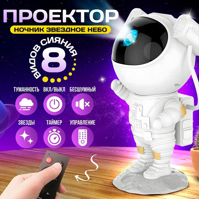 Нічник проектор блютуз Зоряне небо, Дитячий нічник проектор космонавт, Зоряне небо галактики EV-12 Львів - фото 10