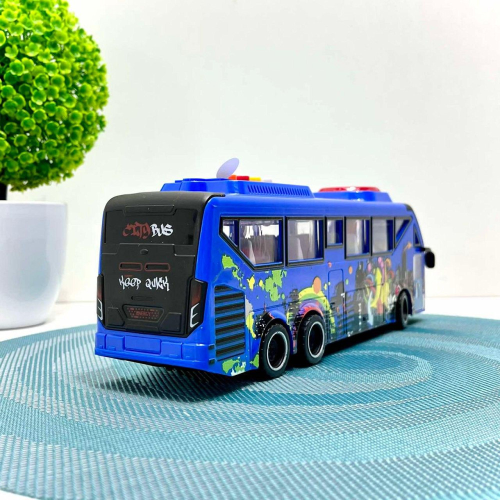 Автобус з інерцією підсвічуванням та звуком відкриваються двері 27см Синій (JS162BC) Чернігів - фото 5
