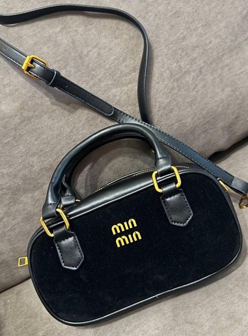 Сумка жіноча замшева зі шкіряними вставками (Чорний) Вінниця - фото 2