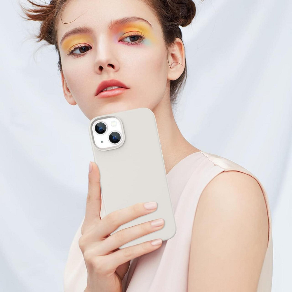 Чехол DOMAVER жидкий силикон для iPhone 13 6.1 ультратонкий матовый бежевый защитный Киев - изображение 3