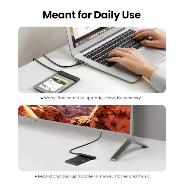 Кабель-адаптер Ugreen SATA-USB 3.0 для 2,5-дюймового SSD і жорсткого диска 70609 (Чорний 0.5м) Николаев - изображение 4