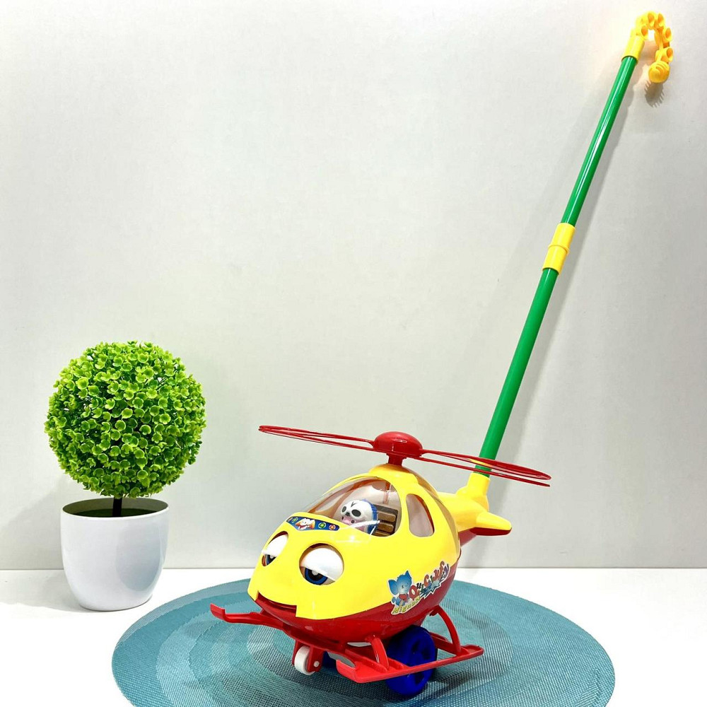 Каталка на палиці Вертоліт 50см Жовто-червоний (0302) Чернігів - фото 1