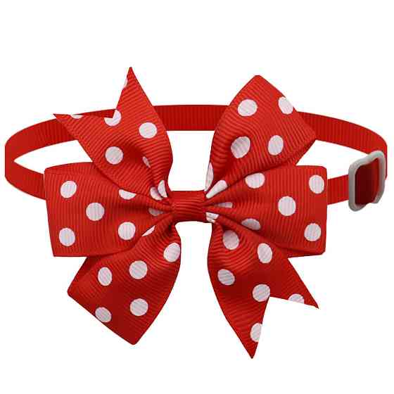 Бантик на шею для собак и котов one size красно-белый Киев