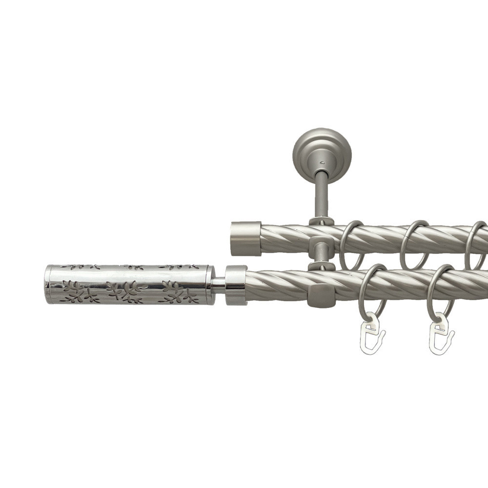 Карниз Orvit Апрілія металевий дворядний відкритий скручена труба кільце металеве Сатин 19\19 мм 300 см (00-00023161) Львів - фото 1