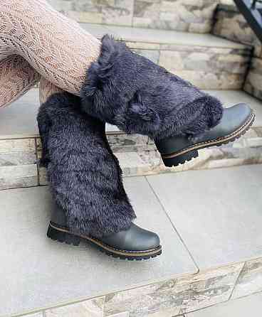 TopS Унти жіночі TopS сірі натуральна шкіра з хутром висота 26см обхват 32-33см 38р. (АР-65) Коломыя