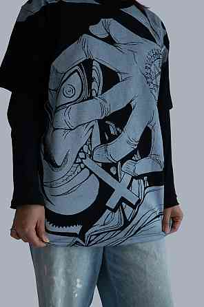 Футболка чоловіча з принтом аніме Аніме Хеллсінг Ултімате Алукард оверсайз (S/M/L) Черний Дніпро