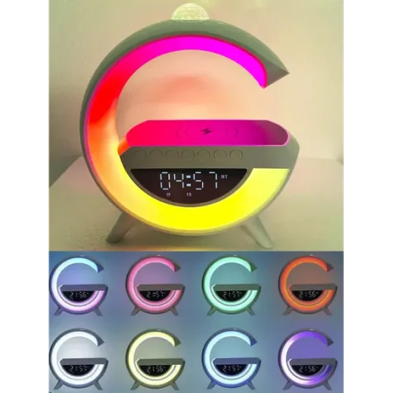 Настільна LED-лампа нічник-колонка BT-3402 у вигляді літери G з RGB підсвічуванням та бездротовою за Київ