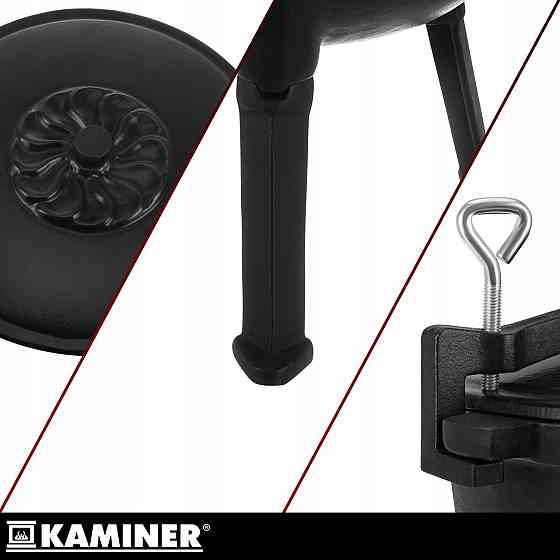 Чавунний казан на 8 літрів із кришкою та ніжками для багаття Kaminer (27376) Нововолинськ