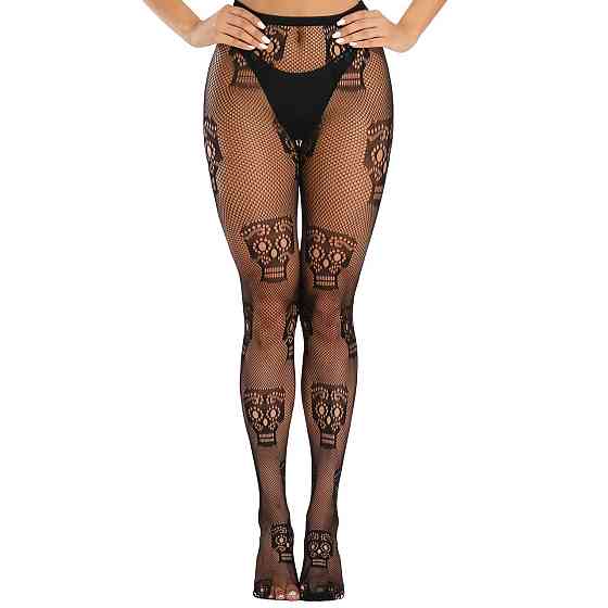 Колготи з малюнком черепа one size чорний Київ