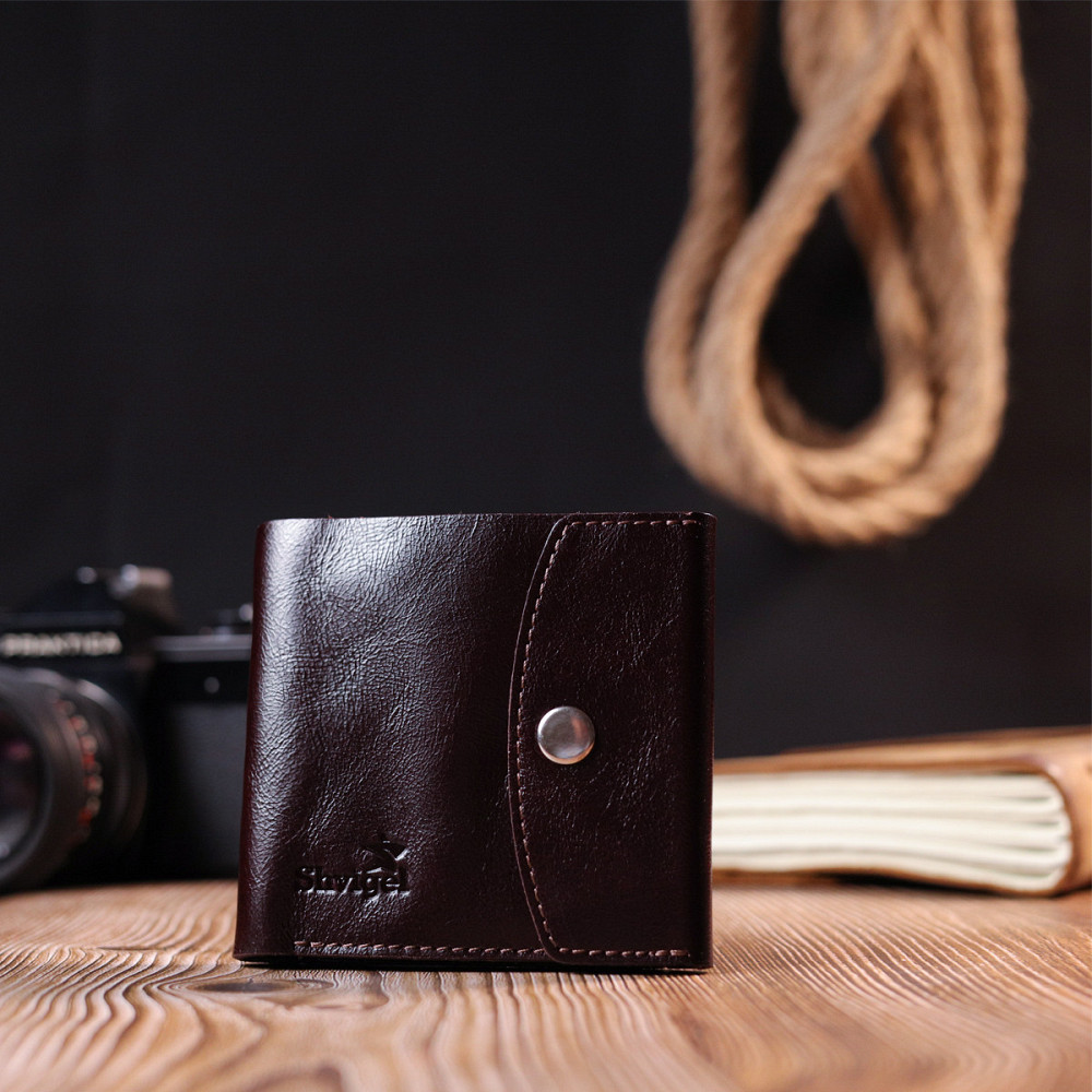 Класичне чоловіче портмоне із натуральної шкіри Shvigel 16621 Коричневий Київ - фото 8