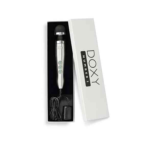 Вибромассажер DOXY Number 3 Silver, очень мощный, питание 220В, металлический корпус Sex Aura Киев