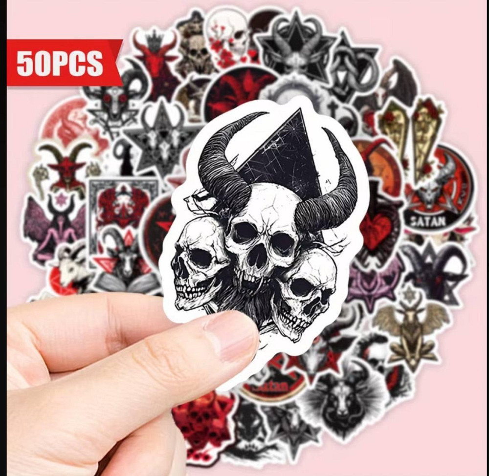 Набір водостійких стікерів готика з пентаграмами та символами, 50 шт Київ - фото 4