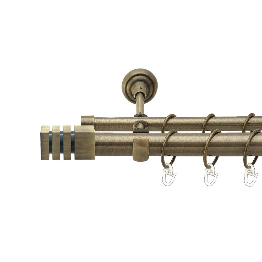 Карниз Orvit Акорда металевий дворядний відкритий гладка труба кільце металеве Антик 25\16 мм 240 см Львов - изображение 1