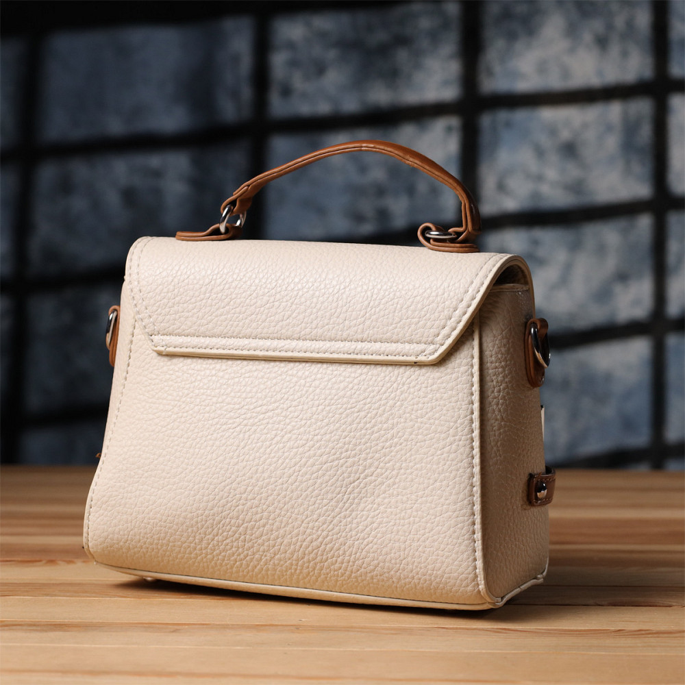 Елегантна жіноча сумка з екошкіри Vintage sale_15146 Бежевий Київ - фото 9