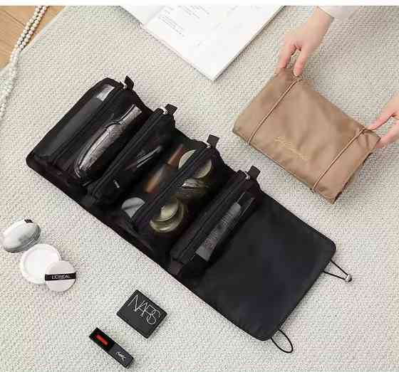 Косметичка для макияжа портативная, 4 съемных отделения на липучках, черная Каменец-Подольский