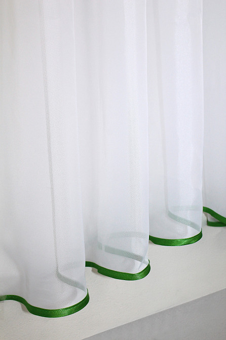 Кухонний комплект VR-Textil № 058к шторки і тюль з ламбрекеном салатовий з білим 270х170 см (50-497) Київ - фото 6