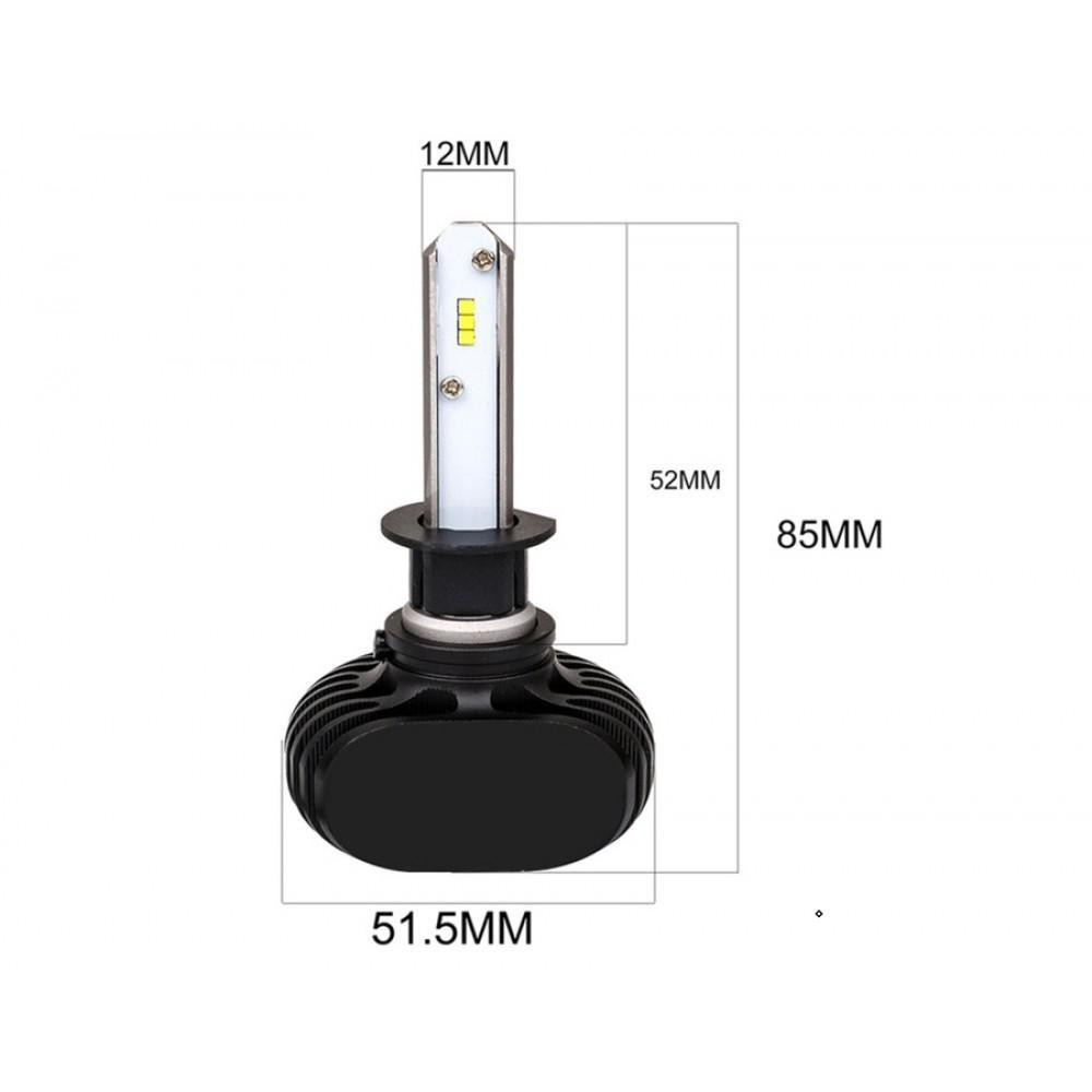 Комплект світлодіодних ламп HeadLight S1 H1 6500K 8000lm з радіатором 12-24V Харків - фото 3