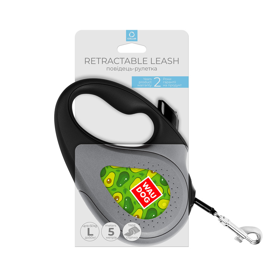 Повідець-рулетка для собак WAUDOG R-leash, малюнок "Авокадо", L, до 50 кг, 5 м, світловідбиваюч Коломия - фото 5