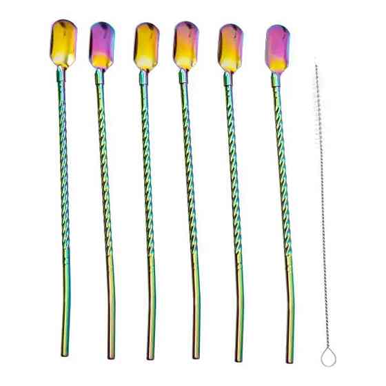 Многоразові ложки-трубочки 6 шт з щіткою Хамелеон Київ