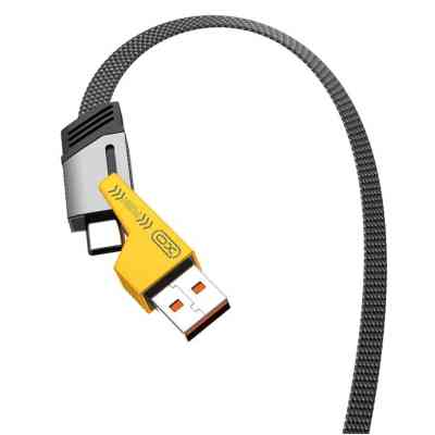 Дата кабель USB 2.0 AM to USB-C + USB 2.0 AM to Lightning 1.0m 60W black XO (NB283_4-in-1_Black) Винница