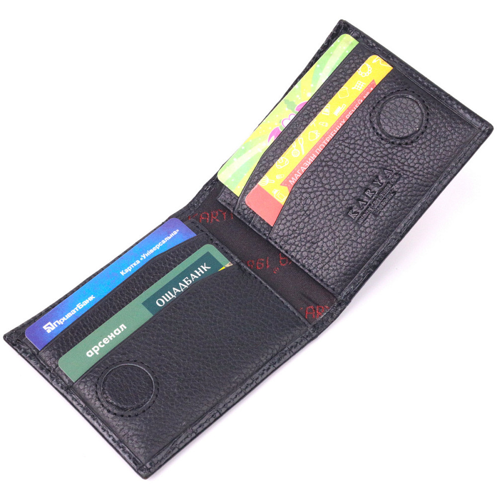 Чоловічий затискач з монетницею з натуральної шкіри з тисненням під крокодила KARYA 21406 Чорний Київ - фото 5