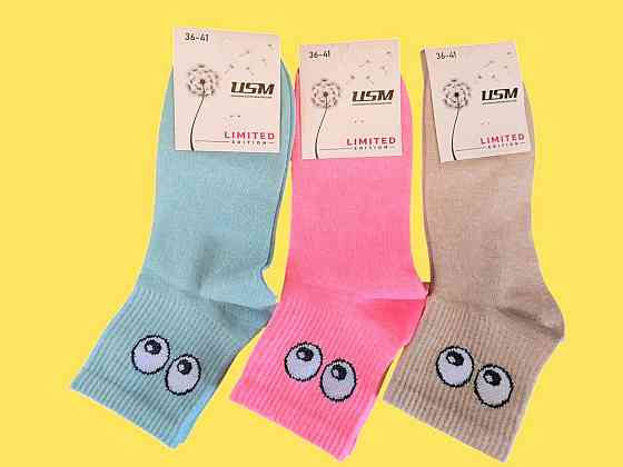 Жіночі шкарпетки бавовняні середні за висотою 3 шт. різного кольору USML3 Київ