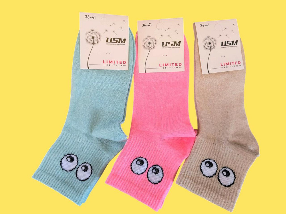 Женские носки хлопковые средние по высоте 3 шт разного цвета тм USML3 Киев - изображение 1