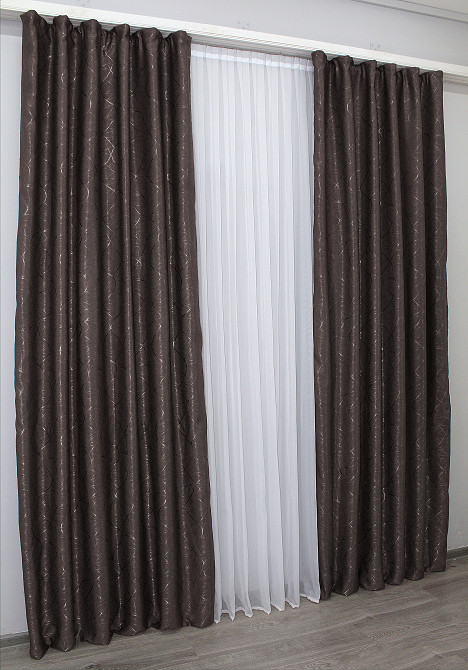 Комплект готових штор VR-Textil Льон Савана № 687ш Венге 100х270 см 2 шт (31-108) Київ - фото 6